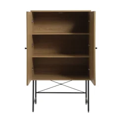 No name RINTO Buffet haut 2 portes bois et métal H135cm