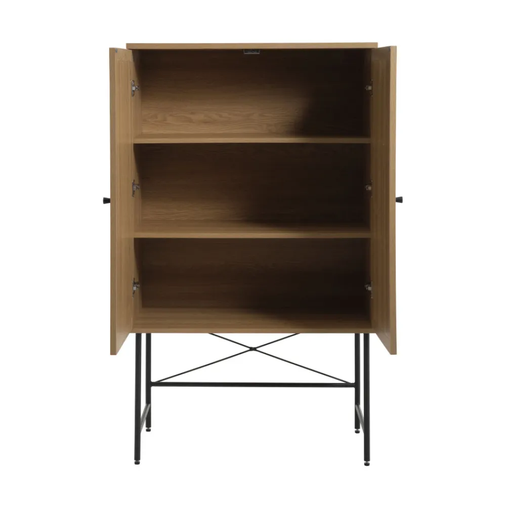 No name RINTO Buffet haut 2 portes bois et métal H135cm