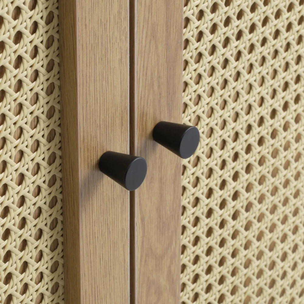 No name RINTO Buffet haut 2 portes bois et métal H135cm