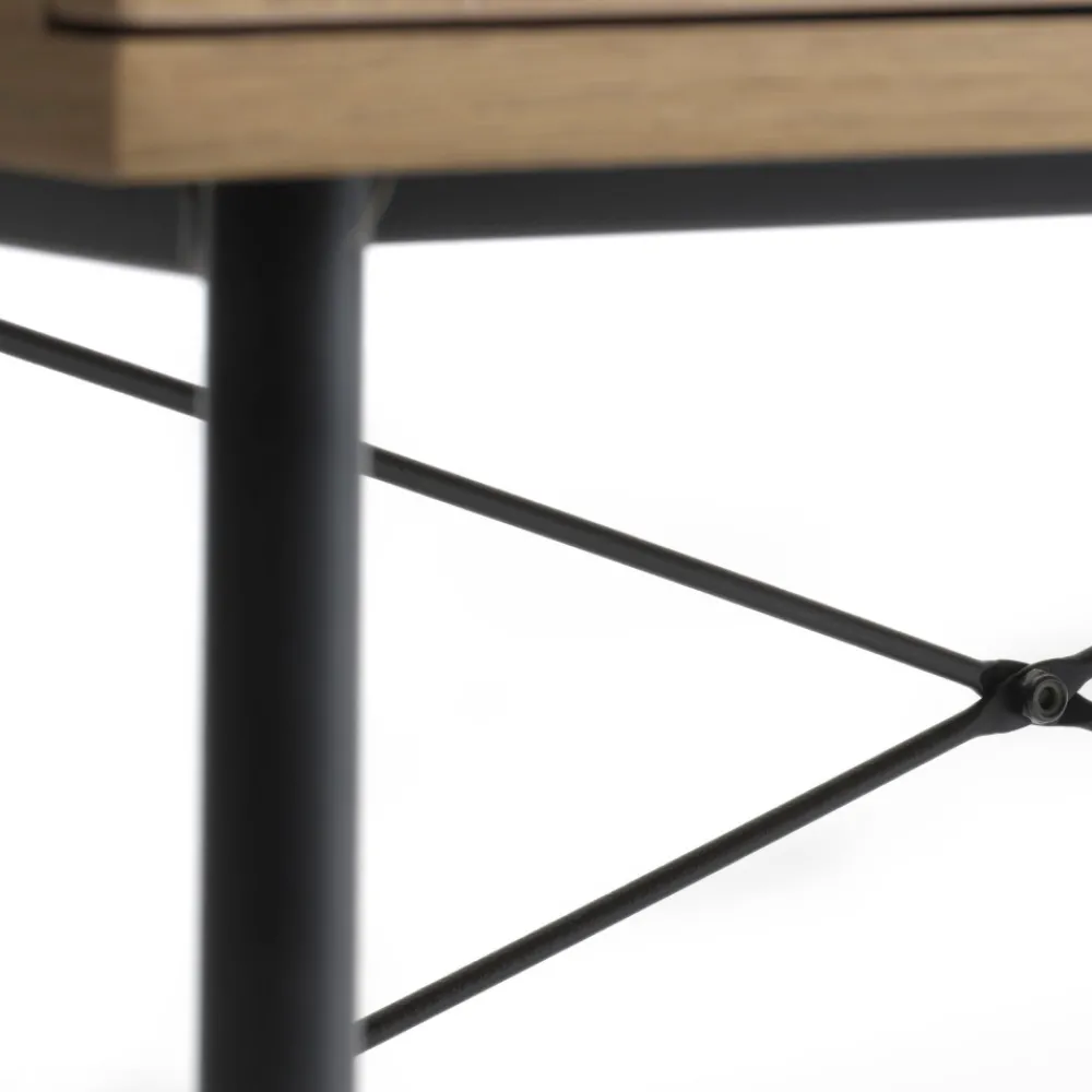 No name RINTO Buffet haut 2 portes bois et métal H135cm