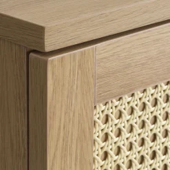 No name RINTO Buffet haut 2 portes bois et métal H135cm