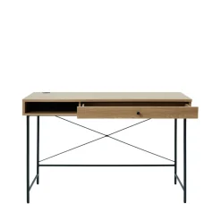 No name RINTO Bureau 1 tiroir 1 niche en bois et métal L120cm