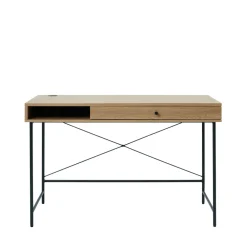 No name RINTO Bureau 1 tiroir 1 niche en bois et métal L120cm