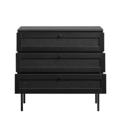 No name RINTO Commode 3 tiroirs en bois et métal L80cm