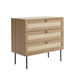 No name RINTO Commode 3 tiroirs en bois et métal L80cm