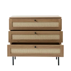 No name RINTO Commode 3 tiroirs en bois et métal L80cm