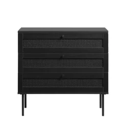 No name RINTO Commode 3 tiroirs en bois et métal L80cm