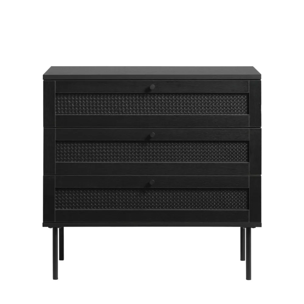 No name RINTO Commode 3 tiroirs en bois et métal L80cm