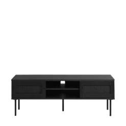 No name RINTO Meuble TV 2 portes 2 niches en bois et métal L120cm