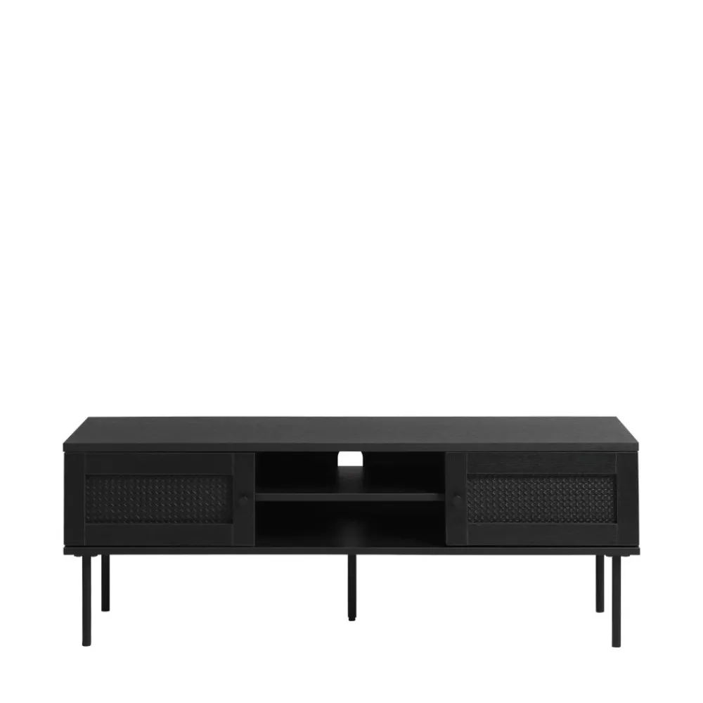 No name RINTO Meuble TV 2 portes 2 niches en bois et métal L120cm