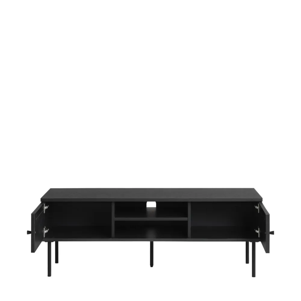 No name RINTO Meuble TV 2 portes 2 niches en bois et métal L120cm