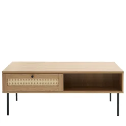 No name RINTO Table basse 2 tiroirs en bois et métal