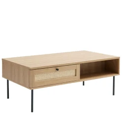 No name RINTO Table basse 2 tiroirs en bois et métal
