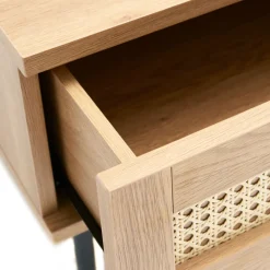 No name RINTO Table basse 2 tiroirs en bois et métal