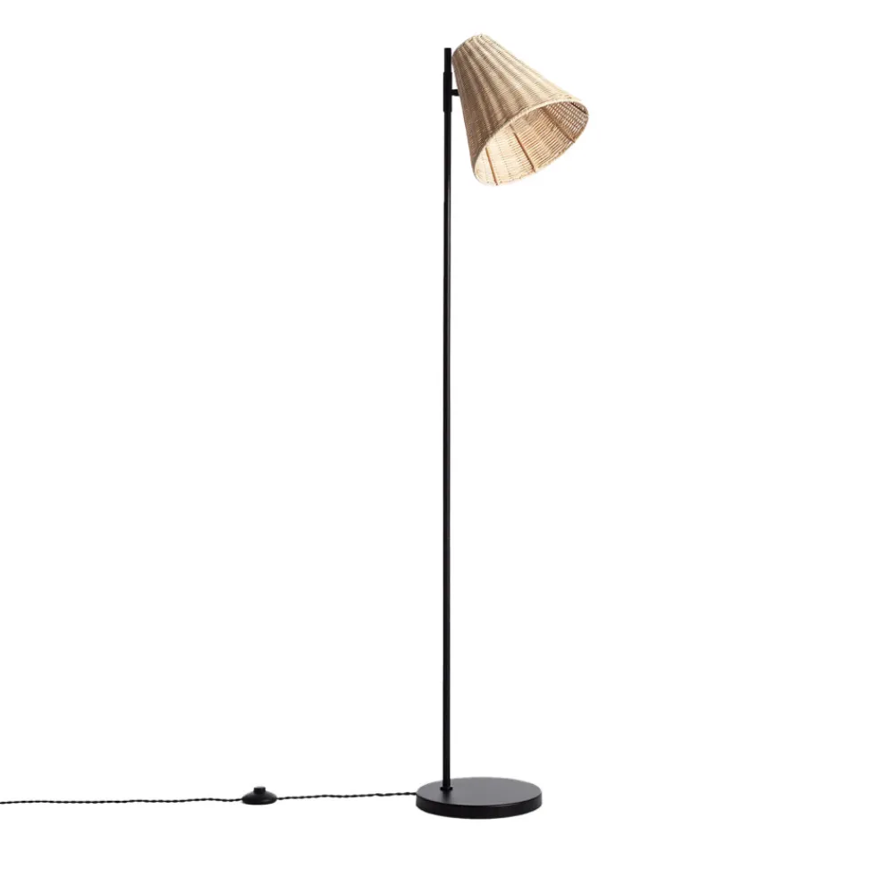 Drawer RIO Lampadaire en métal avec abat-jour en rotin H151cm