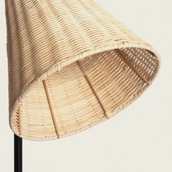 Drawer RIO Lampadaire en métal avec abat-jour en rotin H151cm