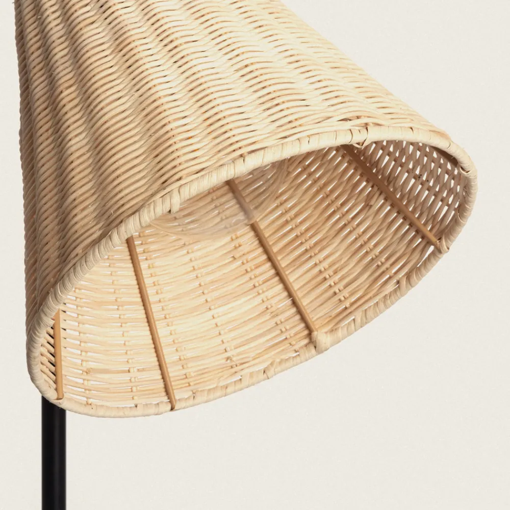 Drawer RIO Lampadaire en métal avec abat-jour en rotin H151cm