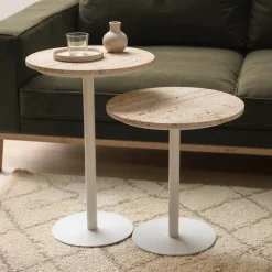 Drawer RITO Table d'appoint en métal et travertin ø35cm