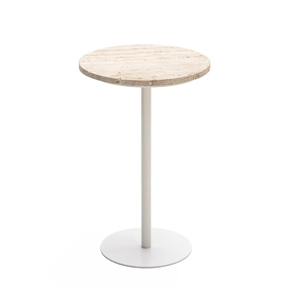 Drawer RITO Table d'appoint en métal et travertin ø35cm