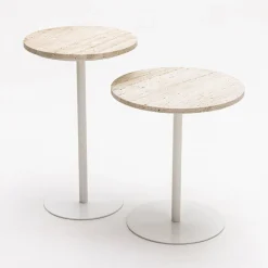 Drawer RITO Table d'appoint en métal et travertin ø35cm