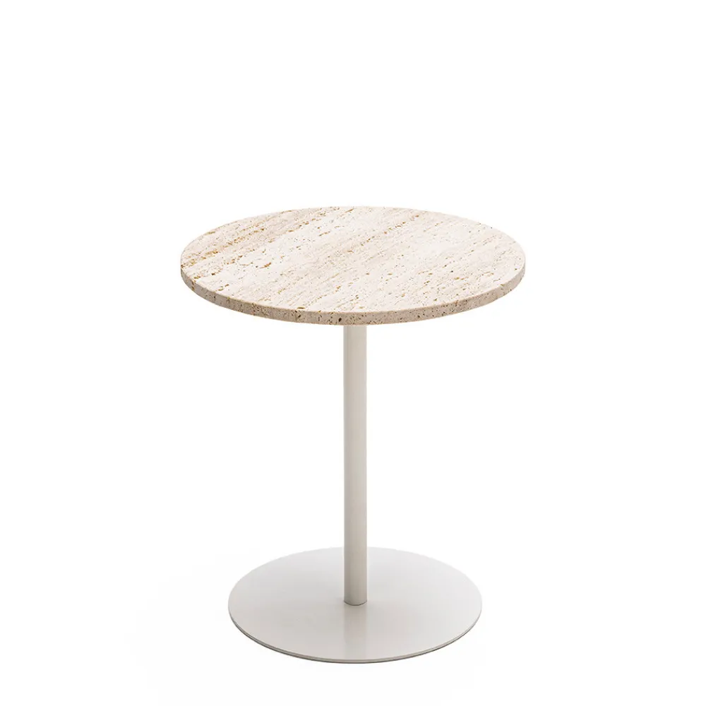 Drawer RITO Table d'appoint en métal et travertin ø40cm