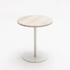 Drawer RITO Table d'appoint en métal et travertin ø40cm