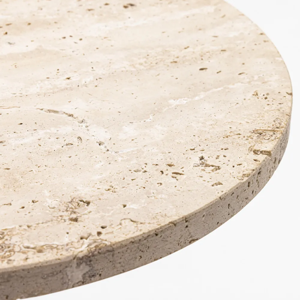 Drawer RITO Table d'appoint en métal et travertin ø40cm