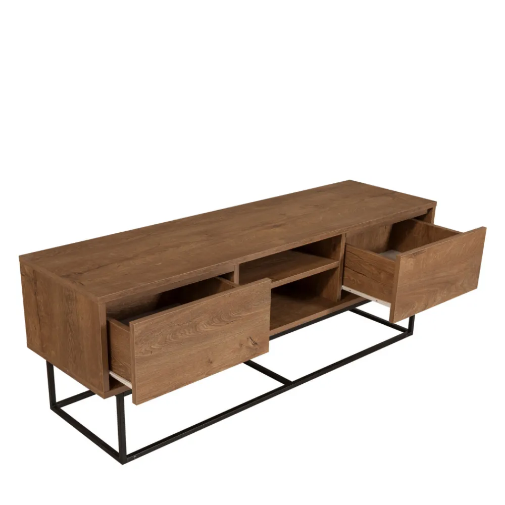 Drawer ROA Meuble TV 2 tiroirs en bois et métal L140cm