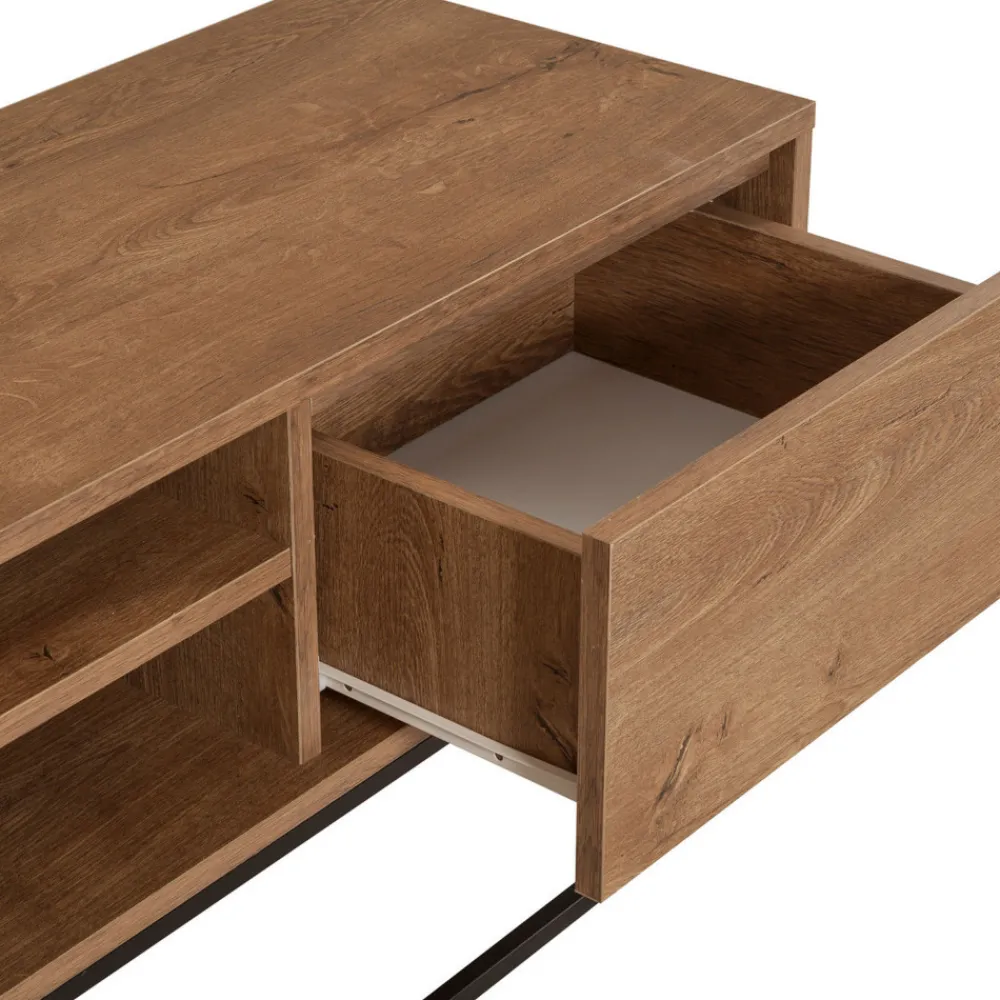 Drawer ROA Meuble TV 2 tiroirs en bois et métal L140cm