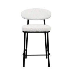 Drawer RODE Lot de 2 chaises de bar en tissu bouclette, bois et métal H65cm