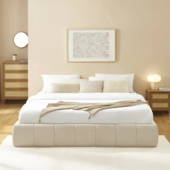No name ROMEO Lit coffre en tissu chenille 180x200cm