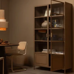 Woood RONJA Vaisselier 2 portes en verre et métal H189cm