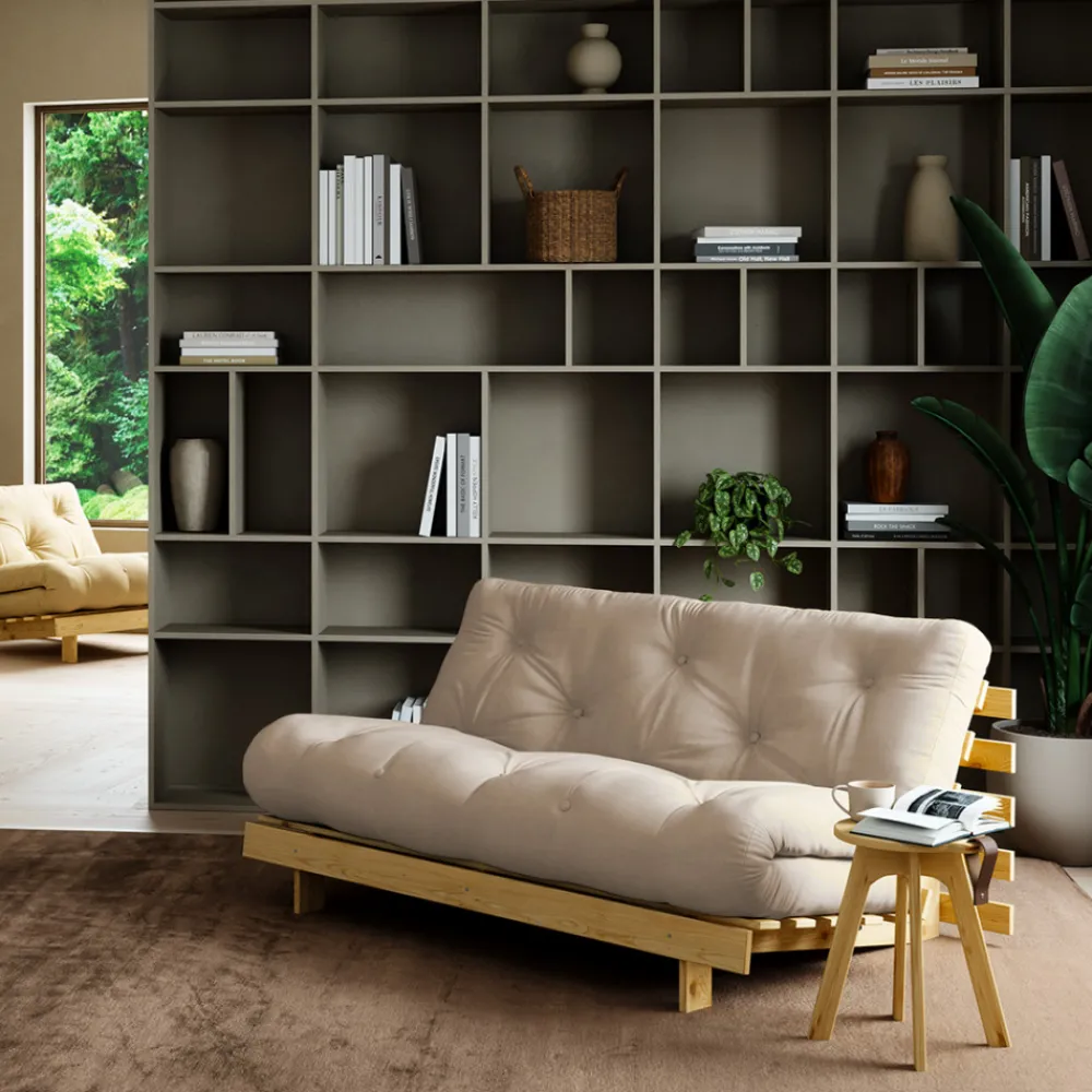 Karup Design ROOTS Canapé convertible 160x200cm en bois naturel et tissu