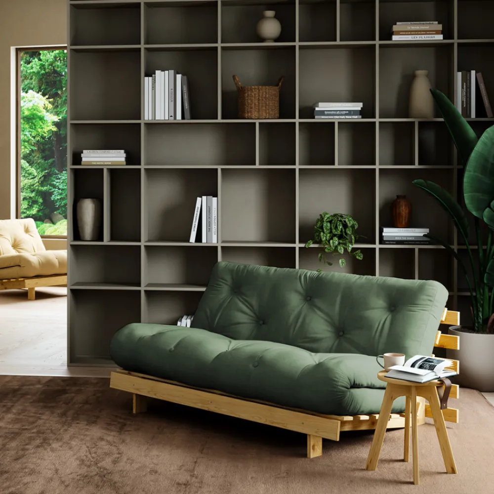 Karup Design ROOTS Canapé convertible 160x200cm en bois naturel et tissu