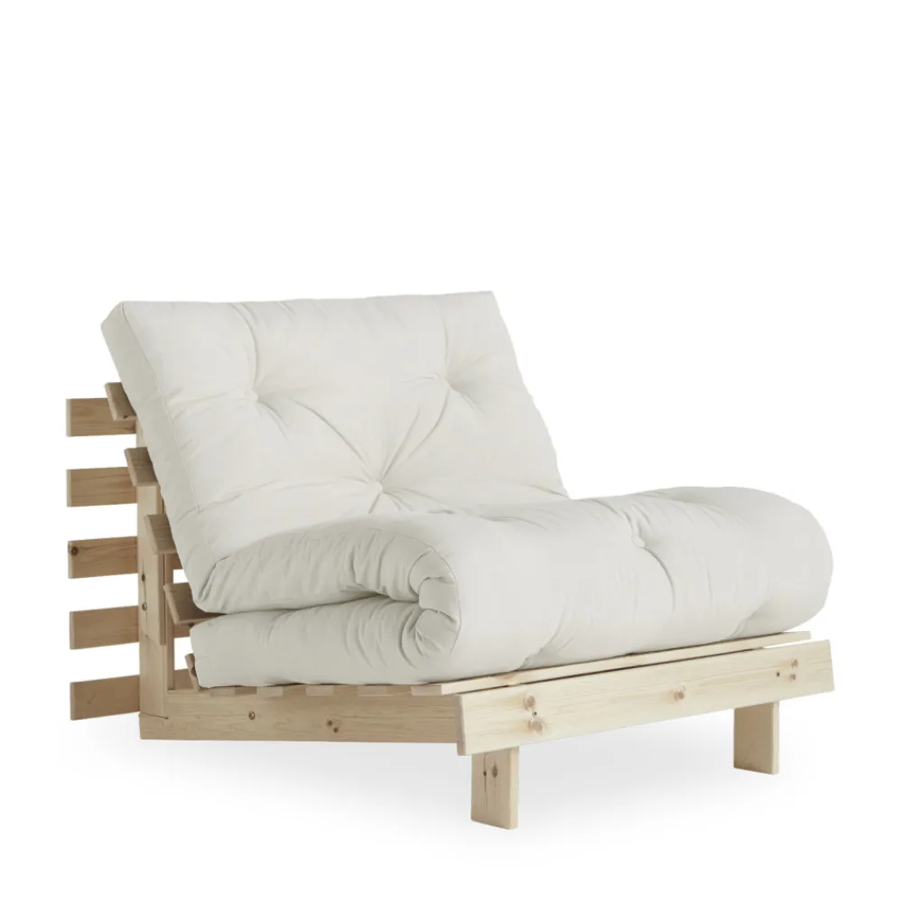 Karup Design ROOTS Fauteuil convertible 90x200cm en bois naturel et tissu