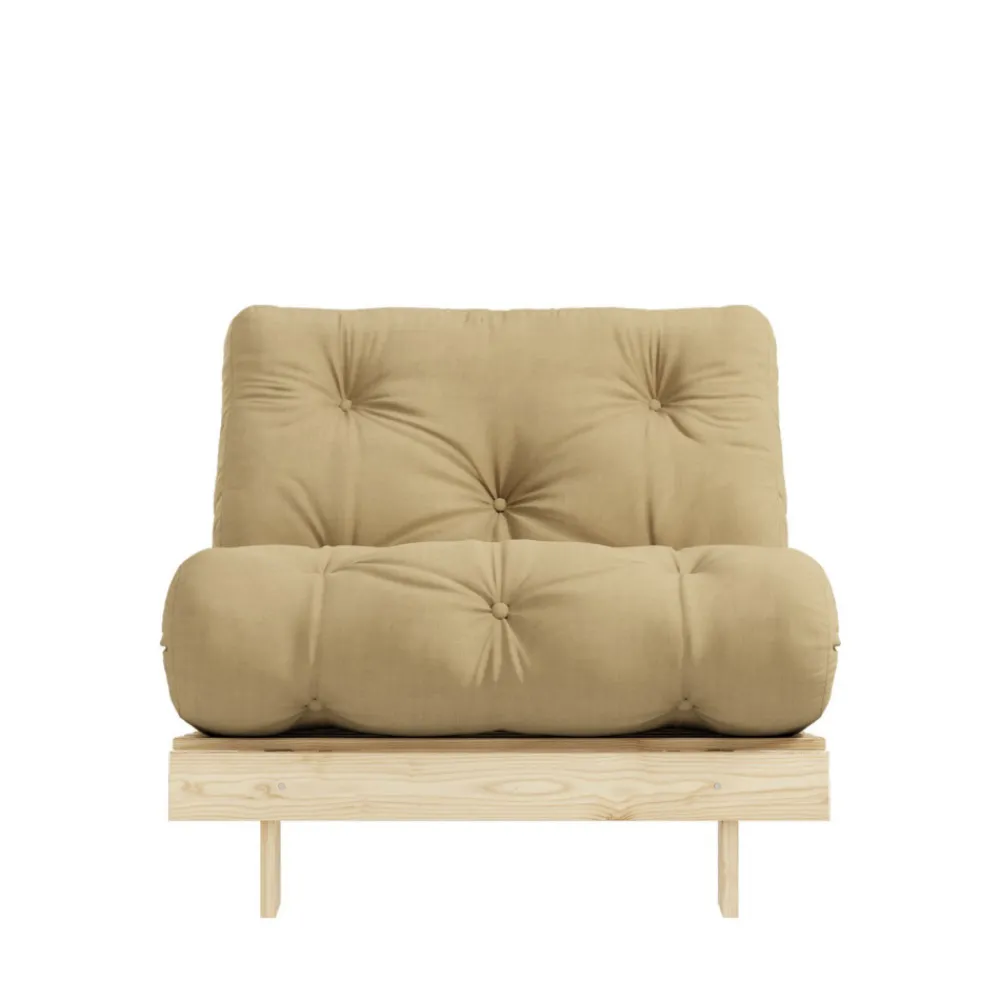 Karup Design ROOTS Fauteuil convertible 90x200cm en bois naturel et tissu
