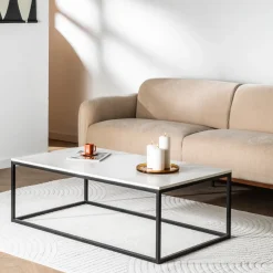 Drawer SAKU Table basse en marbre et métal 120x65cm