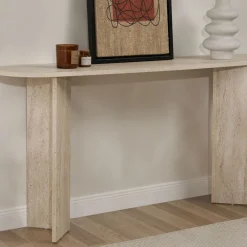 Drawer SAM Console ovale en effet travertin L150cm