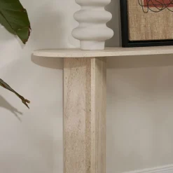 Drawer SAM Console ovale en effet travertin L150cm
