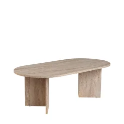 Drawer SAM Table basse ovale effet travertin 119x60cm