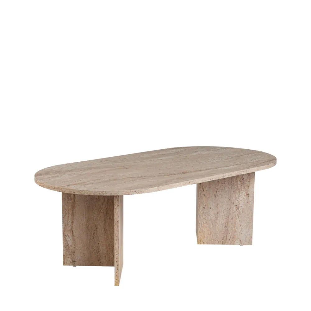 Drawer SAM Table basse ovale effet travertin 119x60cm