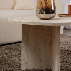 Drawer SAM Table basse ovale effet travertin 119x60cm