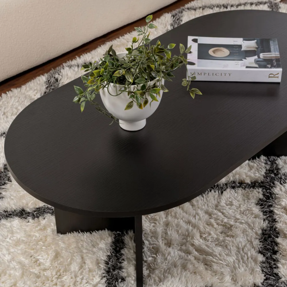 Drawer SAM Table basse ovale en bois 119x60cm