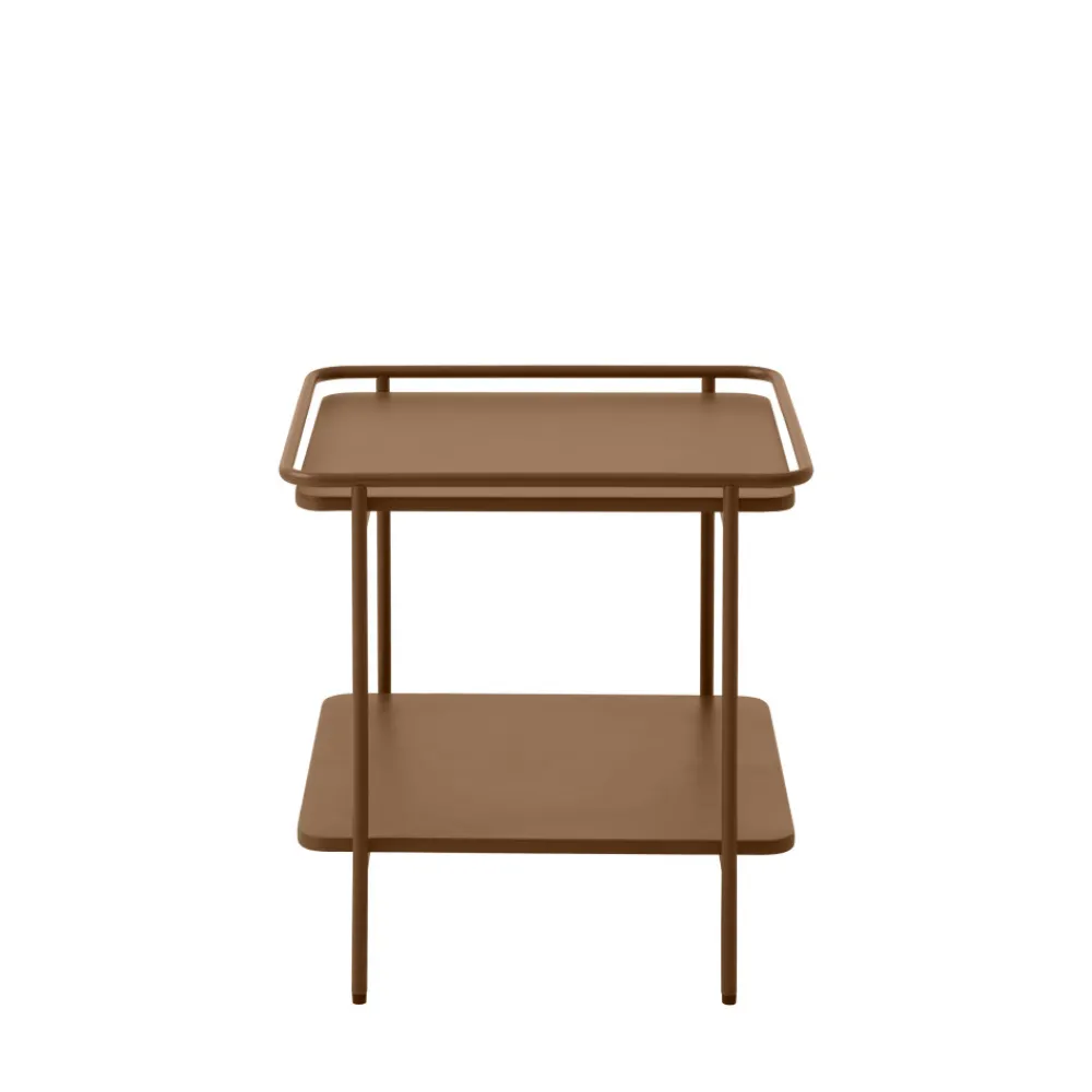 Drawer SARANDA Table d'appoint carrée 2 plateaux en métal 45x45cm