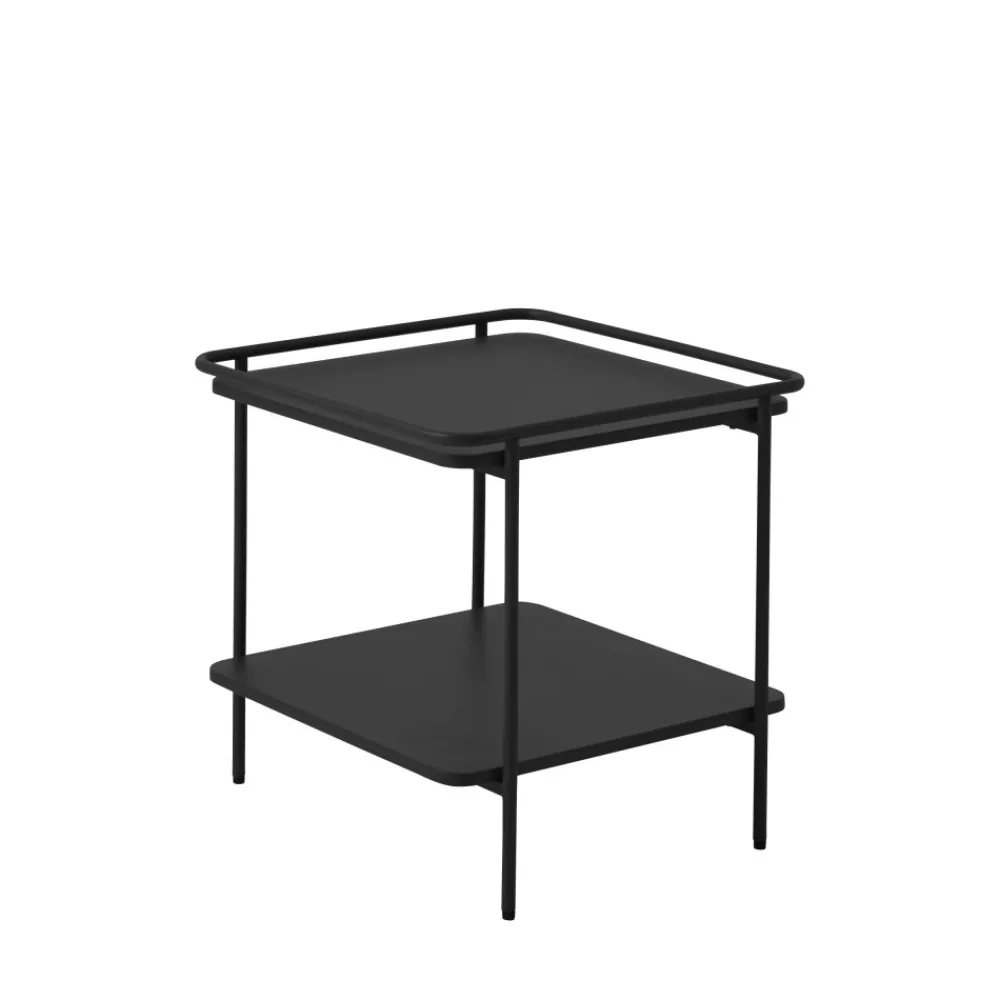 Drawer SARANDA Table d'appoint carrée 2 plateaux en métal 45x45cm