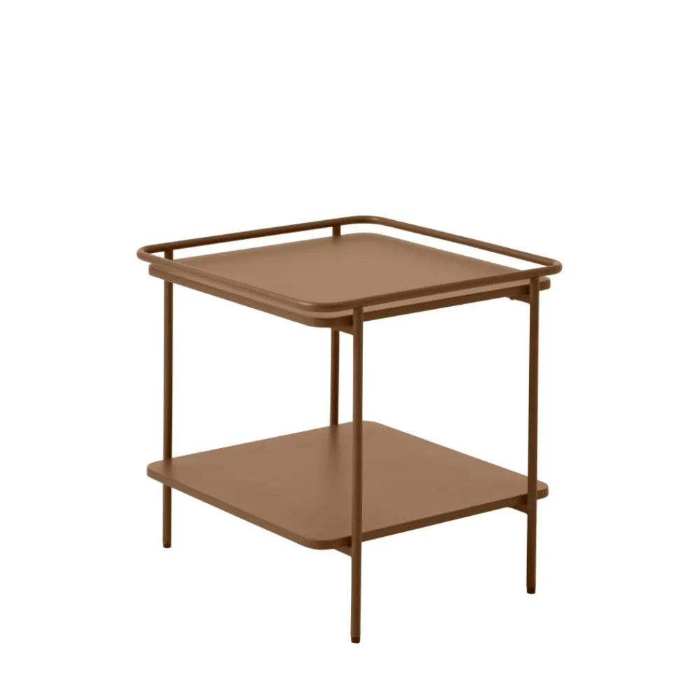 Drawer SARANDA Table d'appoint carrée 2 plateaux en métal 45x45cm