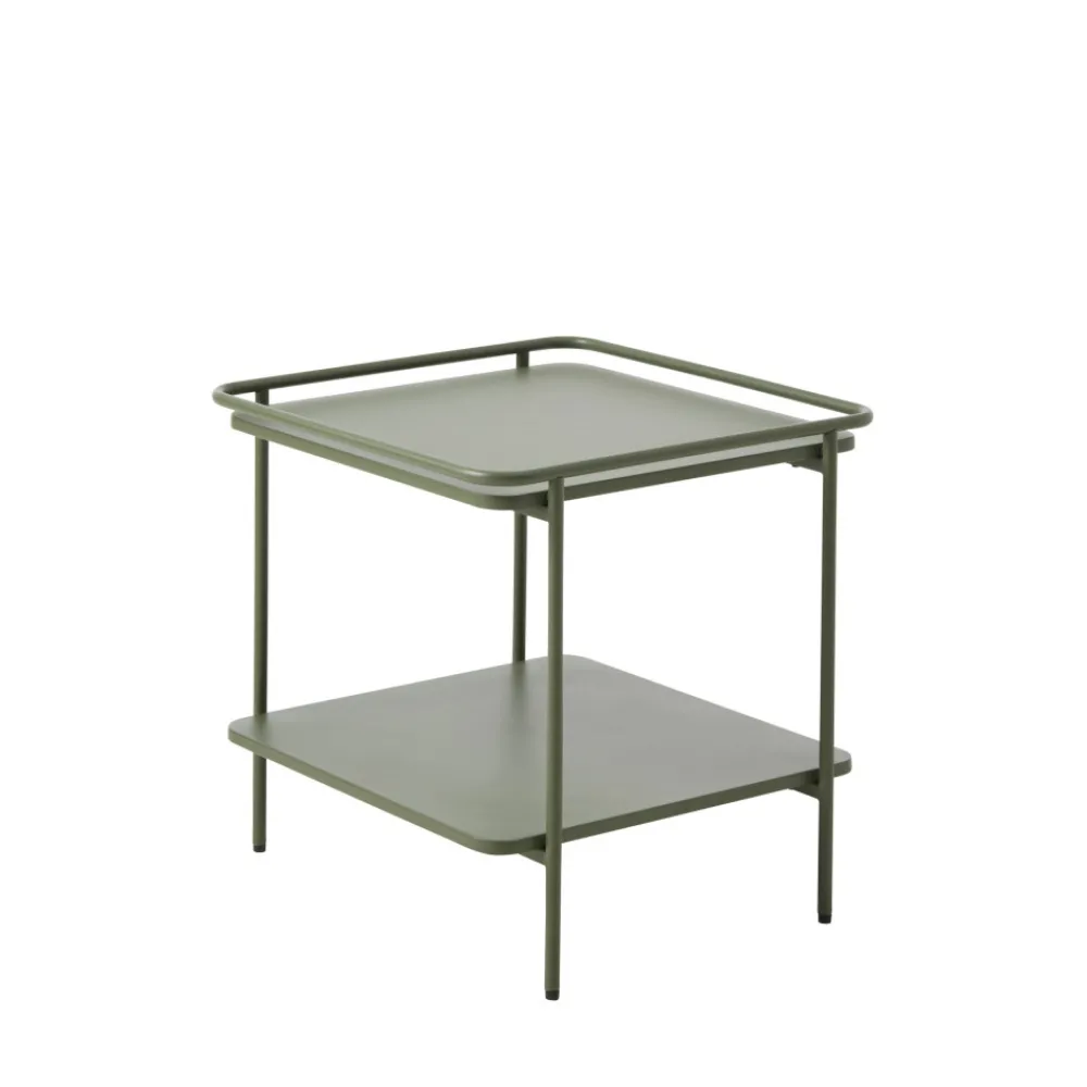Drawer SARANDA Table d'appoint carrée 2 plateaux en métal 45x45cm