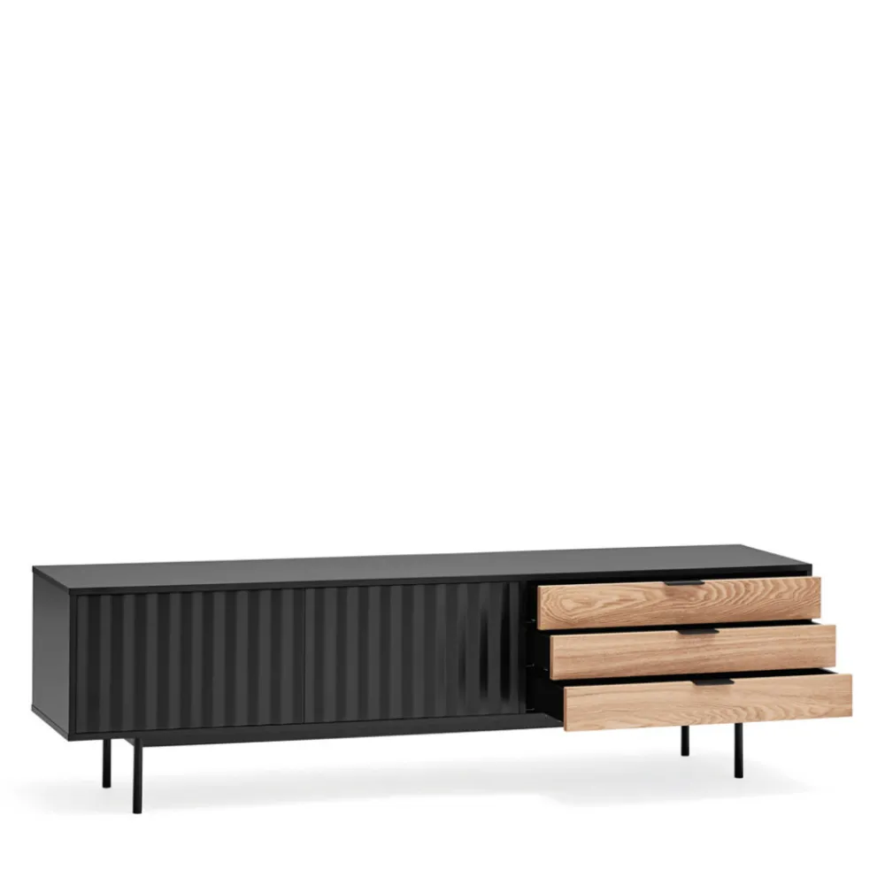Teulat SIERRA Meuble TV 2 portes, 3 tiroirs en bois L180cm