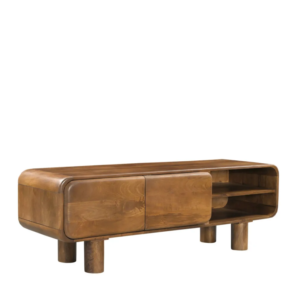 Drawer SIRA Meuble tv 2 portes en bois massif L140cm