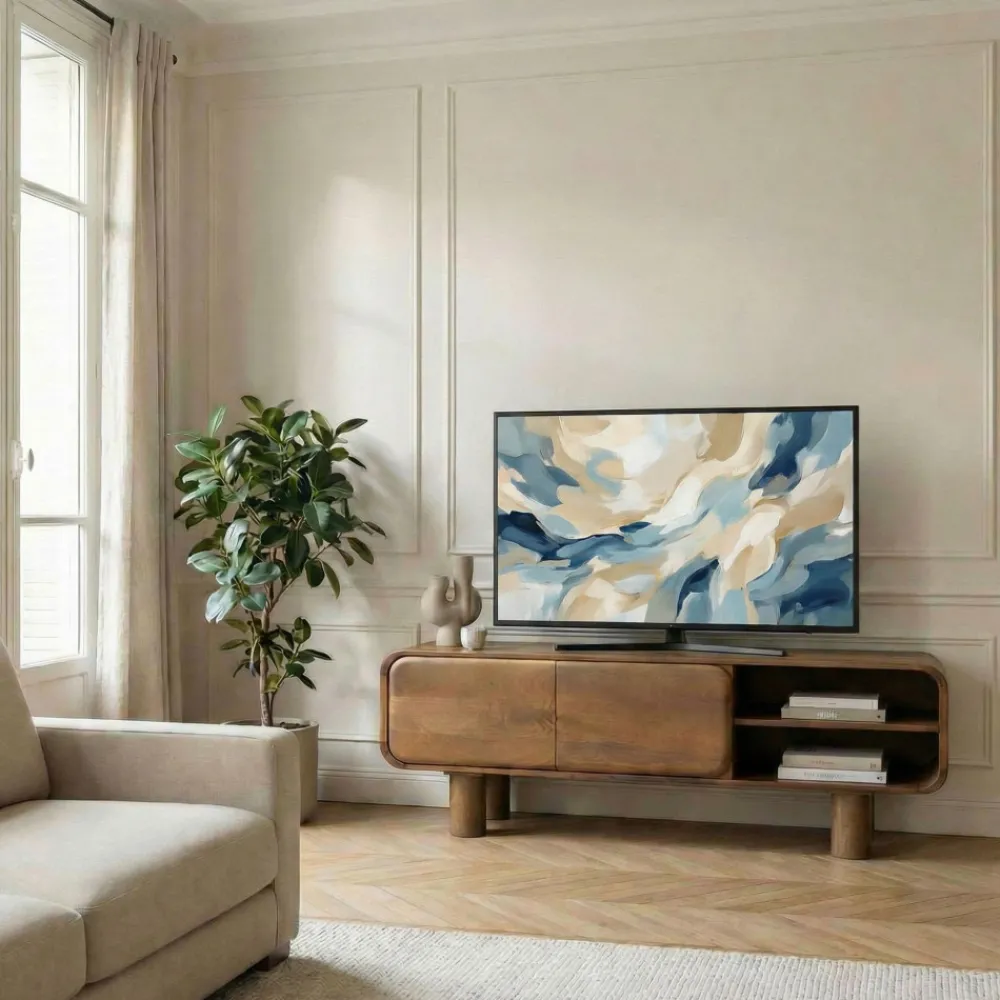 Drawer SIRA Meuble tv 2 portes en bois massif L140cm